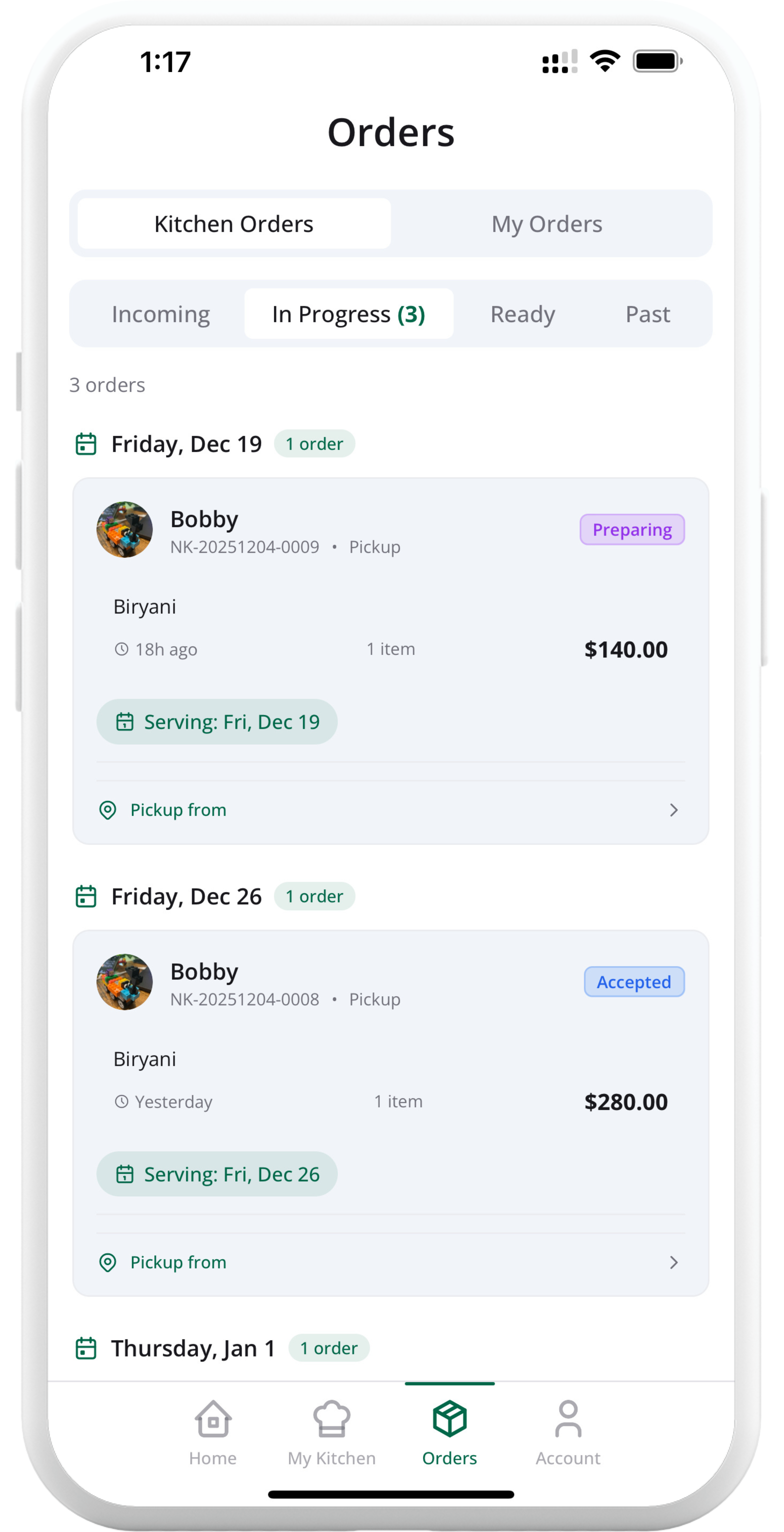 Chefure App - Menu View